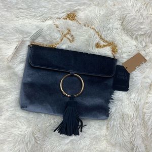 Anthropologie Tassel Suede Clutch Crossbody Bag